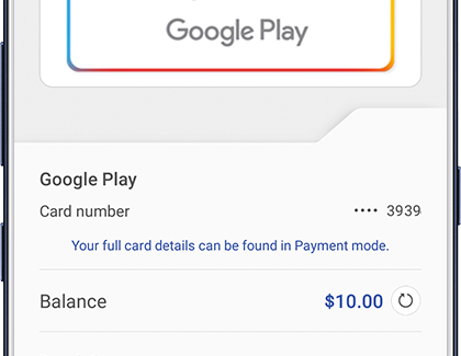 Google Play gift card in Samsung Pay