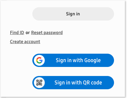 Samsung Account sign in screen on a PC