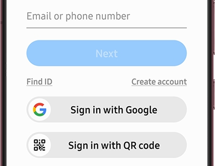 Sign in to your Samsung account screen on a Galaxy phone