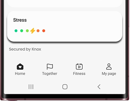 Stress tracker highlighted in the Samsung Health app