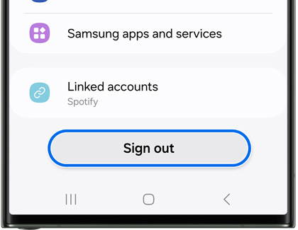 Sign out highlighted on a Galaxy phone