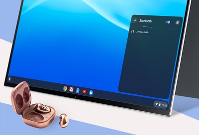 Samsung Chromebook connected to buds live bluetooth device