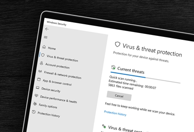 Windows defender scanning for virus on Galaxy Book Pro 360