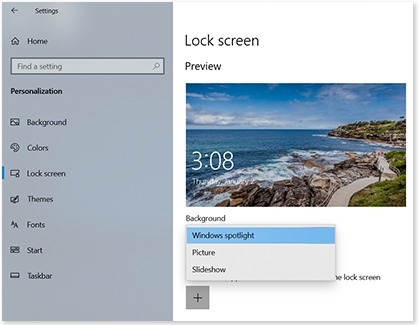 Lock screen customization setting screen