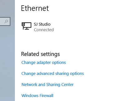 Ethernet Connection settings on a PC Ethernet Connection settings on a PC