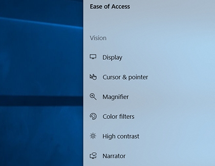 Vision accessibility settings sidebar Vision accessibility settings sidebar