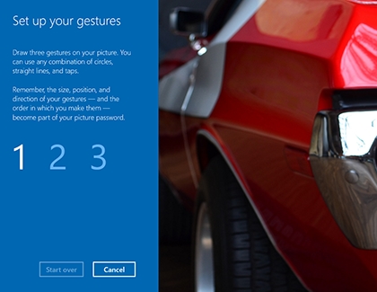 Set up screen for picture password Set up screen for picture password