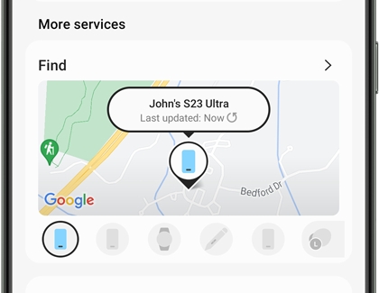 The SmartThings Find card in the SmartThings app