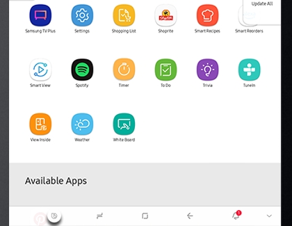 Bixby icon highlighted on a Family Hub