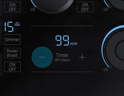 Samsung Cooktop control panel with minus sign highlighted