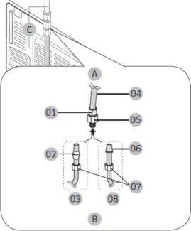 Illustration showing what the water line installation looks like using either copper or plastic tubing
