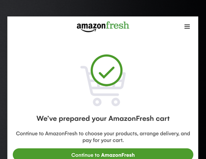 Amazon fresh app screen on the Family Hub Amazon fresh app screen on the Family Hub