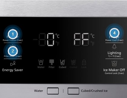 Refrigerator panel showing the step to turn off Cooling mode.