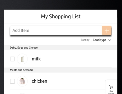 Add Item data field highlighted under My Shopping List
