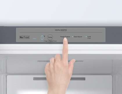 Pressing the Power Freeze button on a Samsung convertible refrigerator