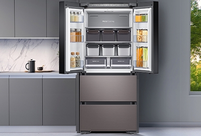 Specialty 4-Door French Door Refrigerator opened