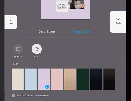 Picture and Color options to customize the current wallpaper