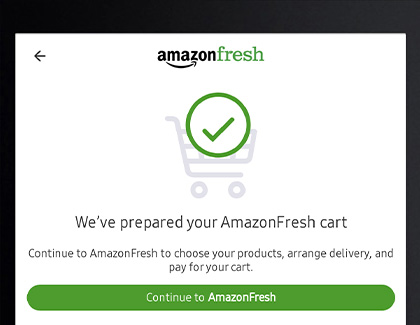 Amazon fresh app screen on the Family Hub 8.0