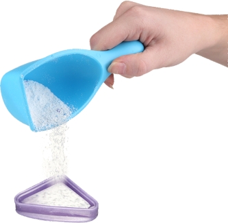 Pouring powder detergent into AquaPebble used in FlexWash Washer Pouring powder detergent into AquaPebble used in FlexWash Washer