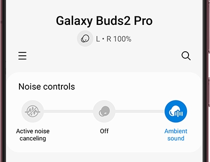 Ambient sound switched on in the Galaxy Wearables app