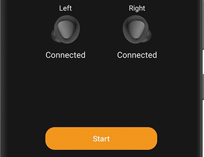 Start button below earbuds in the Galaxy Wearable app Start button below earbuds in the Galaxy Wearable app