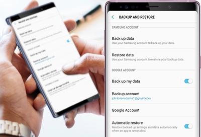 Backup and restore screen in Samsung Cloud
