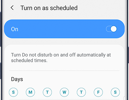 Turn on as scheduled for Do not disturb Turn on as scheduled for Do not disturb