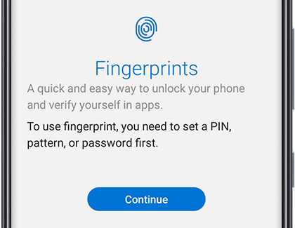 Register a fingerprint setup page Register a fingerprint setup page