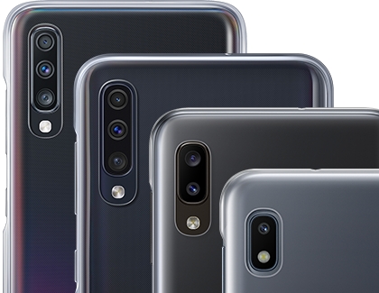 Different Galaxy A cameras lined up in a row Different Galaxy A cameras lined up in a row