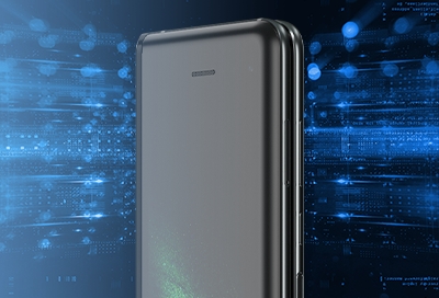 Galaxy Fold closed on digital background Galaxy Fold closed on digital background