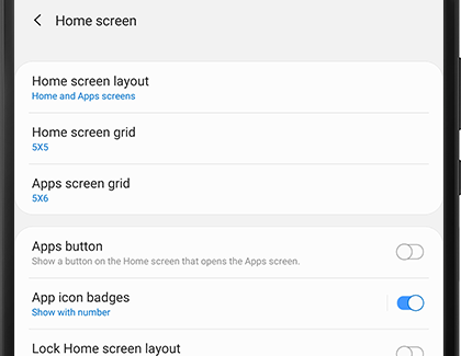 Home screen settings menu for the Fold Home screen settings menu for the Fold