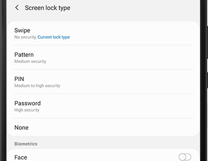 Screen lock type settings on the Fold Screen lock type settings on the Fold