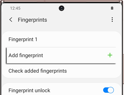 Add fingerprint highlighted on a Galaxy phone Add fingerprint highlighted on a Galaxy phone
