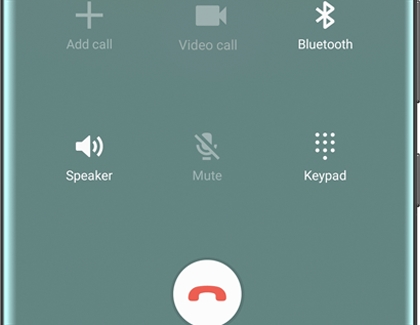 Call screen in the Phone app  with Video call option on a Galaxy phone