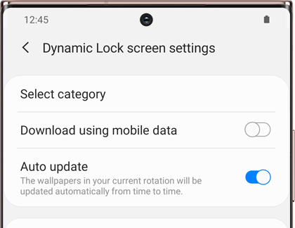 Dynamic Lock screen settings with a list of options on a Galaxy phone Dynamic Lock screen settings with a list of options on a Galaxy phone