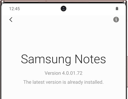 Samsung Notes version information on a Galaxy phone Samsung Notes version information on a Galaxy phone