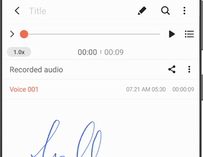 Share voice recording from Samsung Notes on a Note20