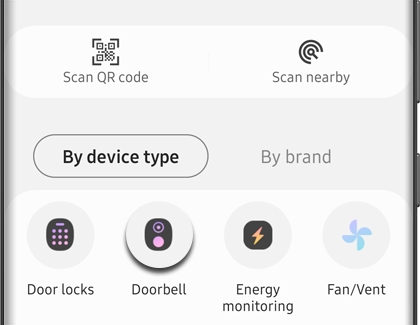 Screen to add Ring to SmartThings on a Galaxy phone