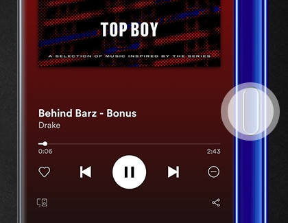 S Pen button being pressed to play song on Spotify S Pen button being pressed to play song on Spotify