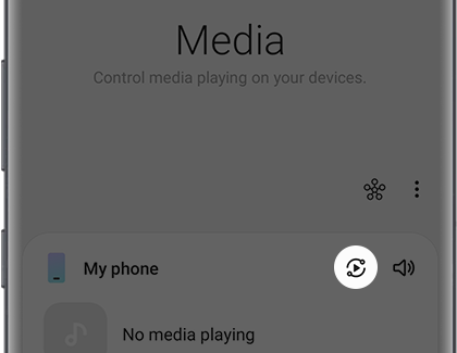The Smart View icon is highlighted on the Media screen The Smart View icon is highlighted on the Media screen