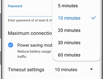 Mobile Hotspot Timeout settings options Mobile Hotspot Timeout settings options