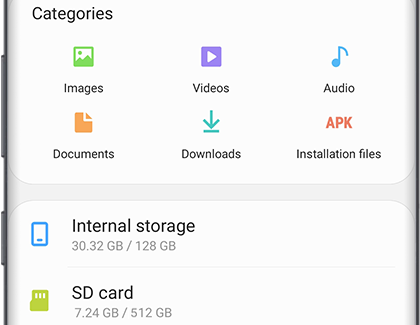 Samsung My Files Home screen Samsung My Files Home screen