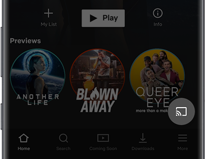 Highlighted Cast icon in the Netflix app