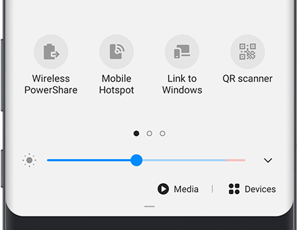The Quick Settings panel displaying Media The Quick Settings panel displaying Media