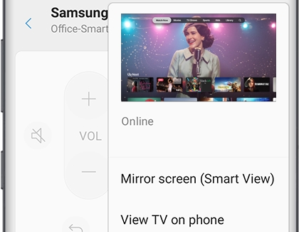 Mirror screen (Smart View) option for Samsung TV