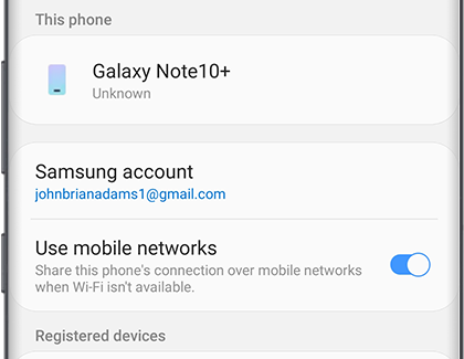 Sharing and connection settings on S10 Sharing and connection settings on S10
