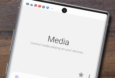 Note 10 on table with Media on screen Note 10 on table with Media on screen