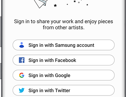 Create or Sign into a PENUP Account option menu Create or Sign into a PENUP Account option menu