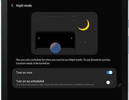 Turn on now switch on for Night mode Turn on now switch on for Night mode