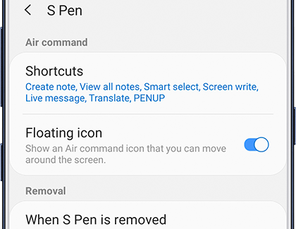 Air Command Settings for S Pen